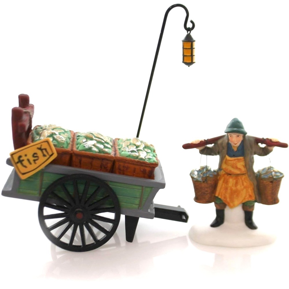DEPT 56 HERITAGE VILLAGE COLLECTION CHELSEA MARKET‎ FISH MONGER & CART
